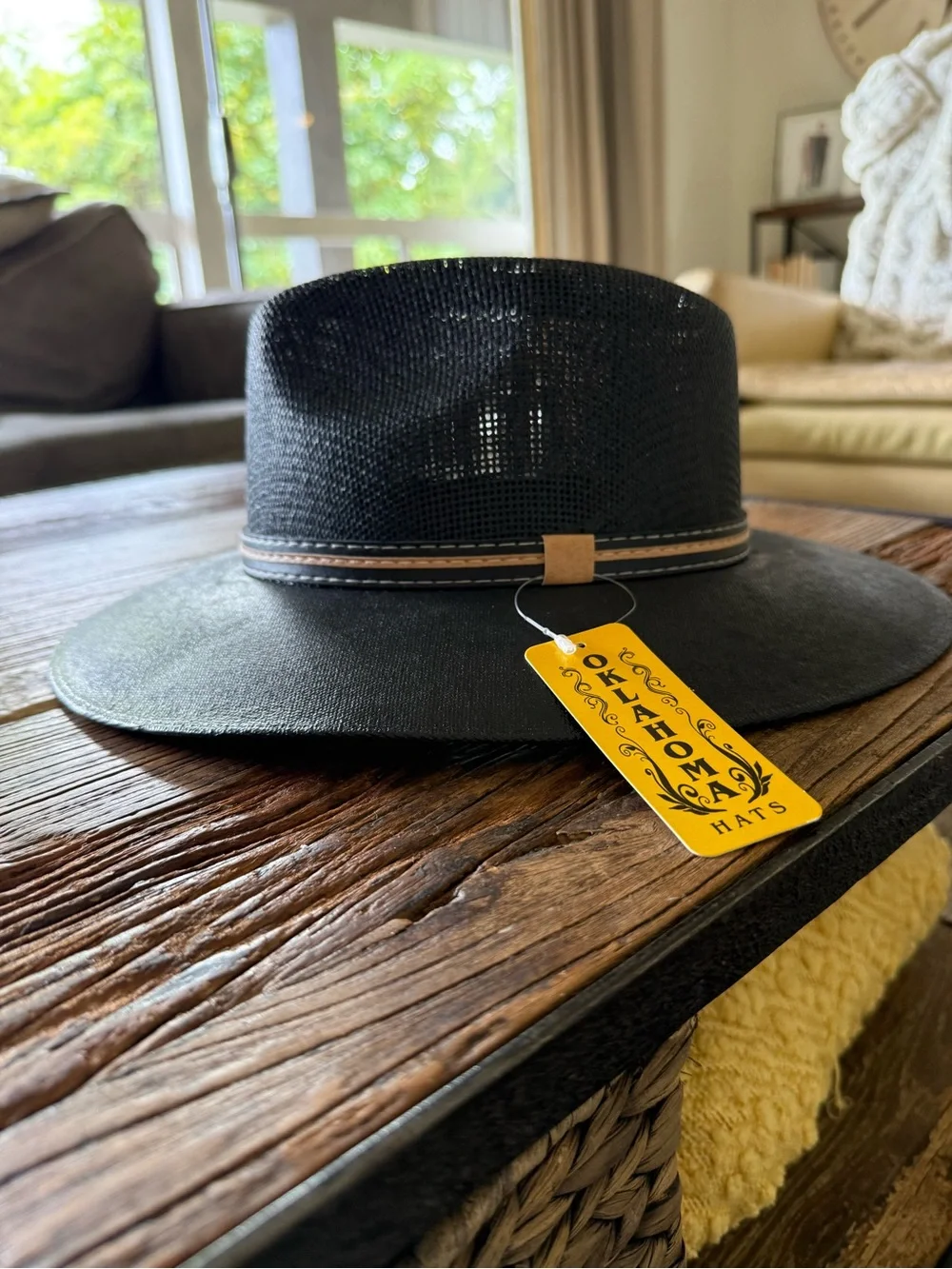 Brand New Explorer Black Canvas Fedora with Tan Band